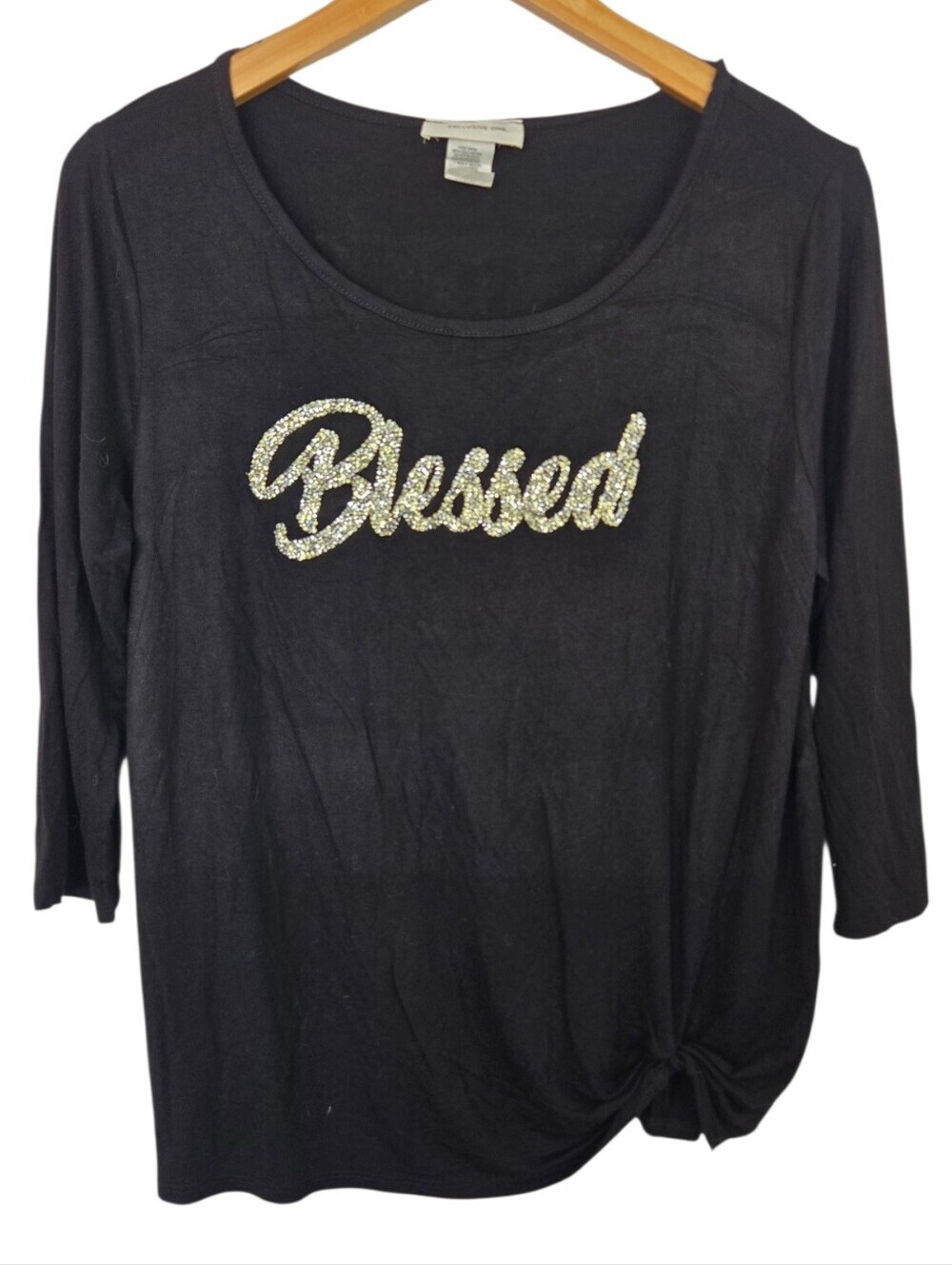 Exclusive One “Blessed” Rhinestone Twist Front Top – XL - Picture 2 of 5